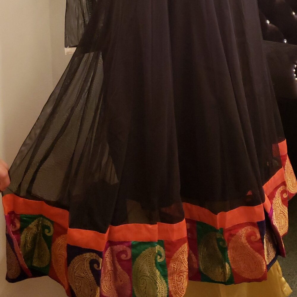 Gorgeous Black Anarkali With Net Long Sleeve - image 3